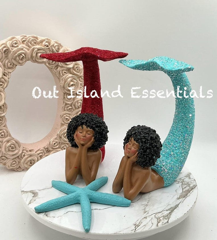 Extreme Glitter Brown Tail Up Mermaid Statue I Brown Girl I Melanin Day Dreaming Mermaid