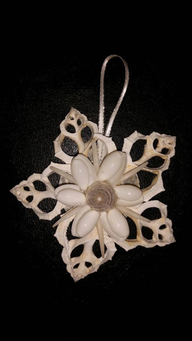 Seashell Snowflake, White Snowflake, Seashell Ornament, Shell Christmas Ornament, Seashell Snowflake Christmas Ornament, Bursa Snowflake