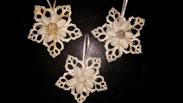 Seashell Snowflake, White Snowflake, Seashell Ornament, Shell Christmas Ornament, Seashell Snowflake Christmas Ornament, Bursa Snowflake