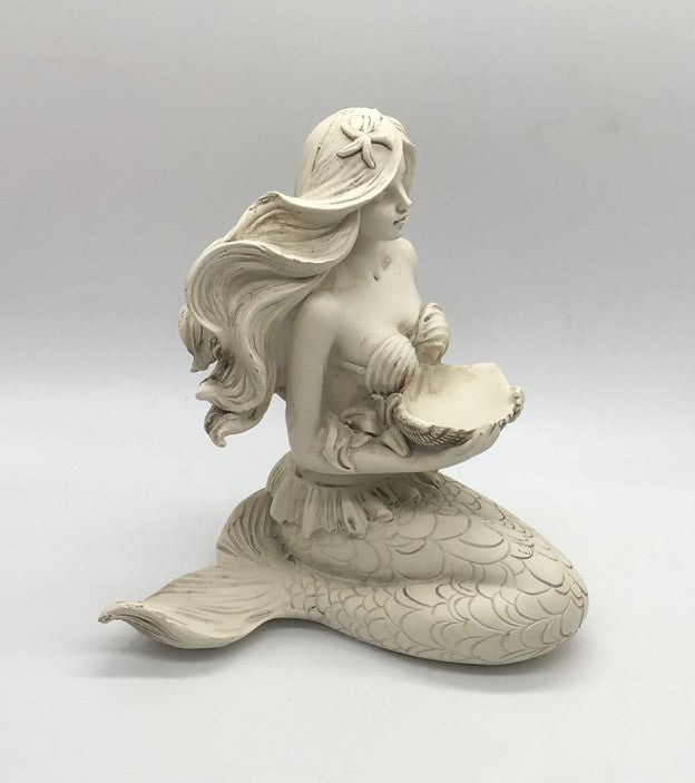 Mermaid Holding Clam Statue | Mermaid Decoration | Daydreaming Mermaid | Relaxing Mermaid | Mermaid Decor I A Mermaid And Her Shell