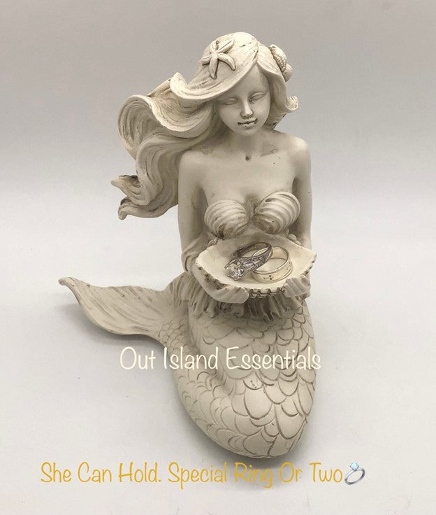 Mermaid Holding Clam Statue | Mermaid Decoration | Daydreaming Mermaid | Relaxing Mermaid | Mermaid Decor I A Mermaid And Her Shell