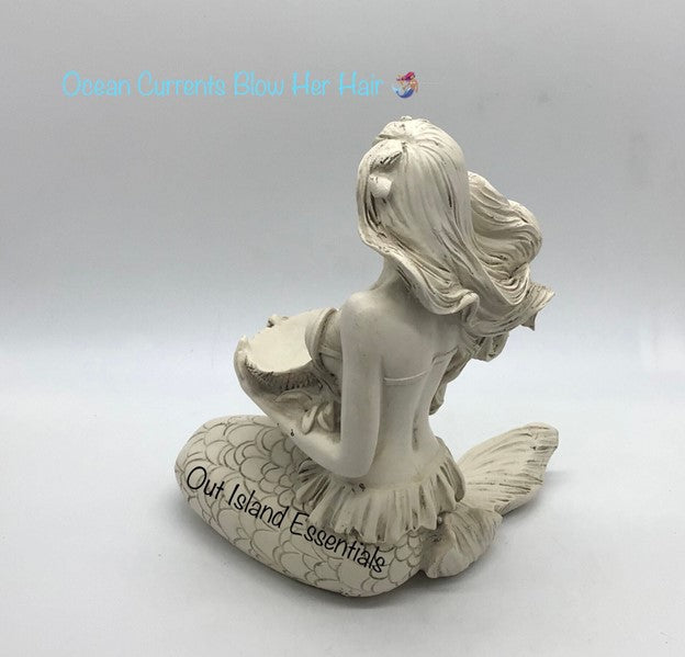Mermaid Holding Clam Statue | Mermaid Decoration | Daydreaming Mermaid | Relaxing Mermaid | Mermaid Decor I A Mermaid And Her Shell