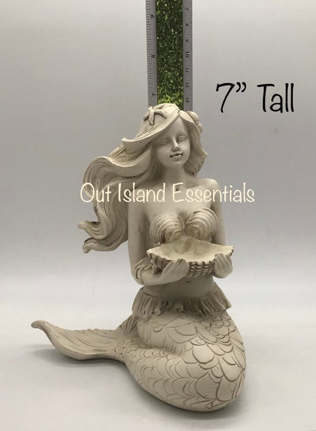 Mermaid Holding Clam Statue | Mermaid Decoration | Daydreaming Mermaid | Relaxing Mermaid | Mermaid Decor I A Mermaid And Her Shell