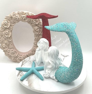 Extreme Glitter Tail Up Mermaid Statue | Glitter Mermaid Decoration | Fancy Tail Mermaid