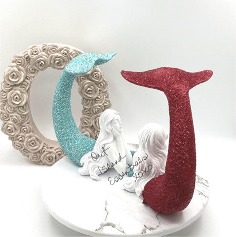 Extreme Glitter Tail Up Mermaid Statue | Glitter Mermaid Decoration | Fancy Tail Mermaid