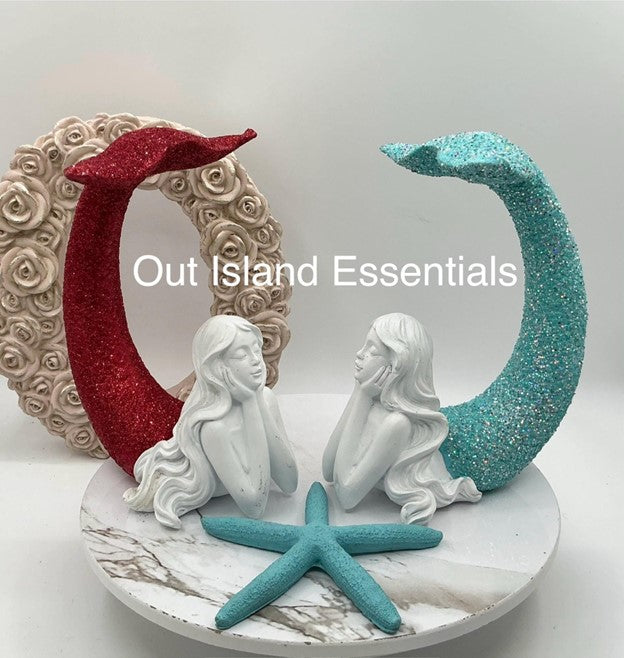Extreme Glitter Tail Up Mermaid Statue | Glitter Mermaid Decoration | Fancy Tail Mermaid