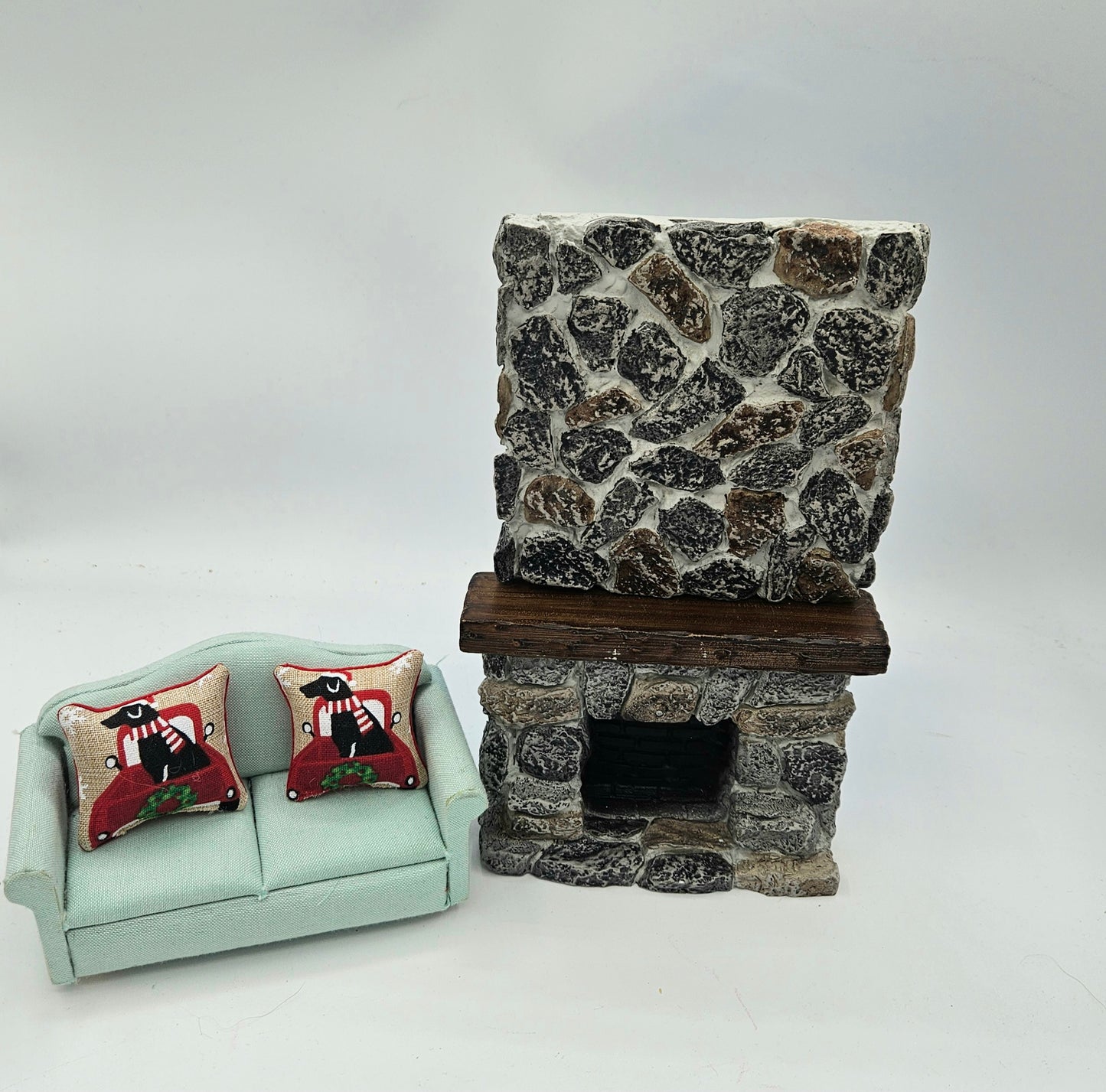 Miniature Dollhouse Ceiling To Floor Stone Fireplace | Dollhouse Miniature Gorgeous Stone Fireplace 1:12 Scale