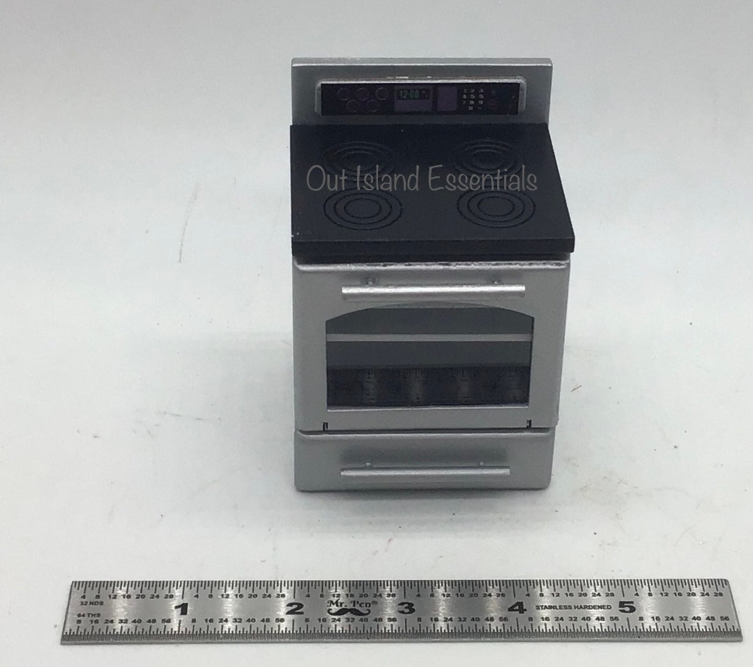 Miniature Modern Stove I Miniature Silver Stove With Oven I Miniature Kitchen Essentials I Miniature 1:12 Scale Stove
