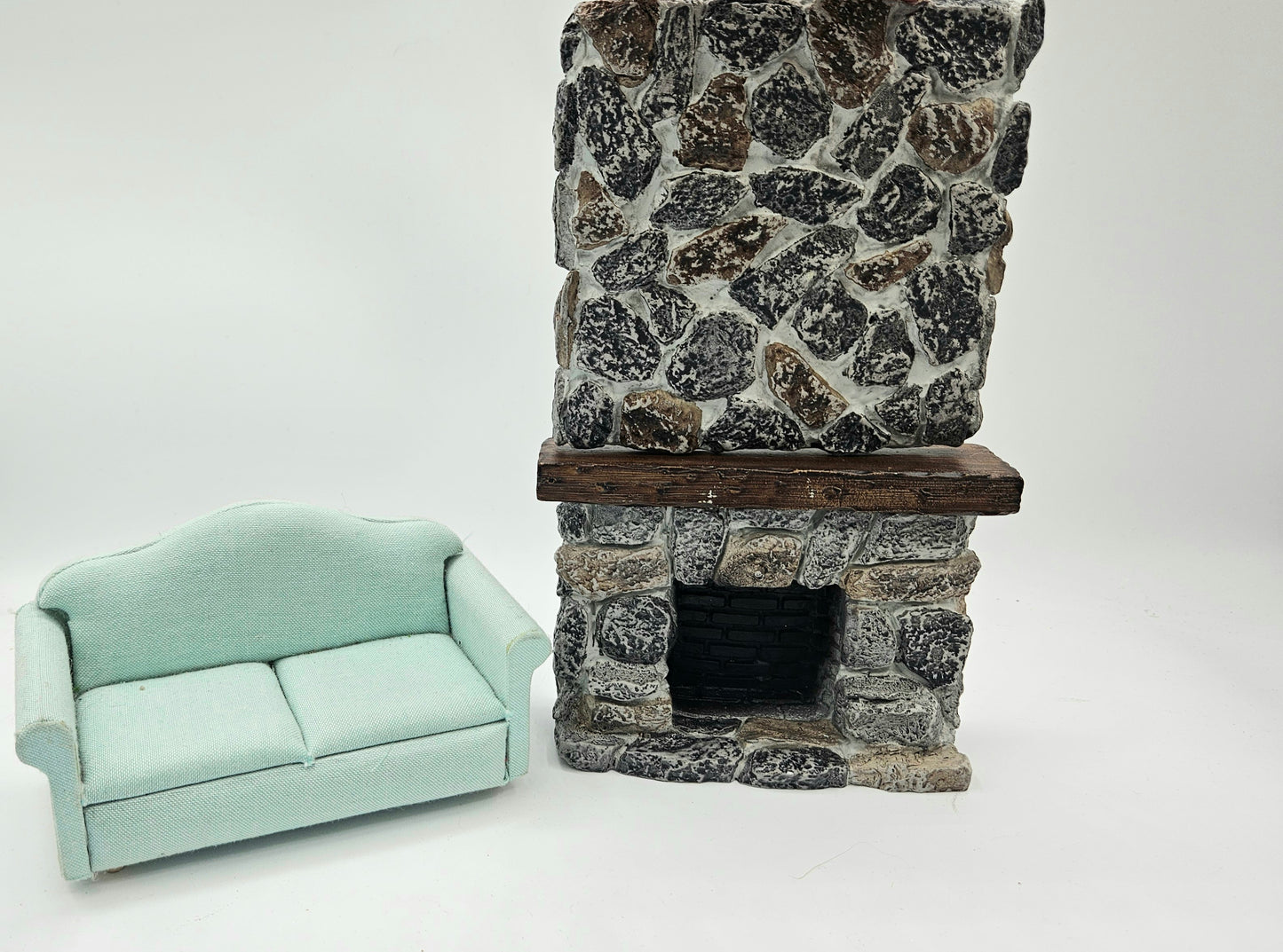 Miniature Dollhouse Ceiling To Floor Stone Fireplace | Dollhouse Miniature Gorgeous Stone Fireplace 1:12 Scale