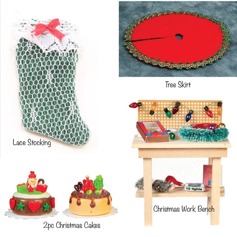 Miniature Dollhouse Christmas I Assorted Miniature Christmas Accessories I Miniature 1:12 Scale Christmas Decorations