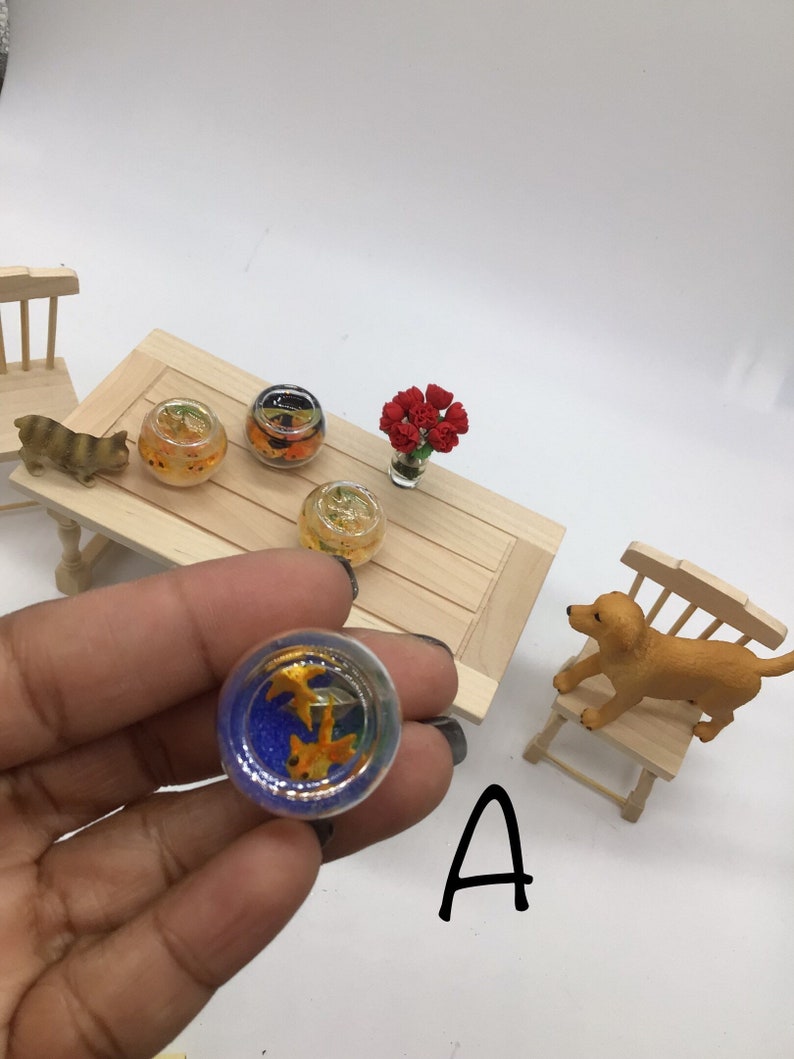 Miniature Fish Bowl I Dollhouse Fish Bowl I Fish Bowl With 2 Fish I Miniature Fish Bowl I Dollhouse Decorations I Miniature 1:12 Fish Bowl