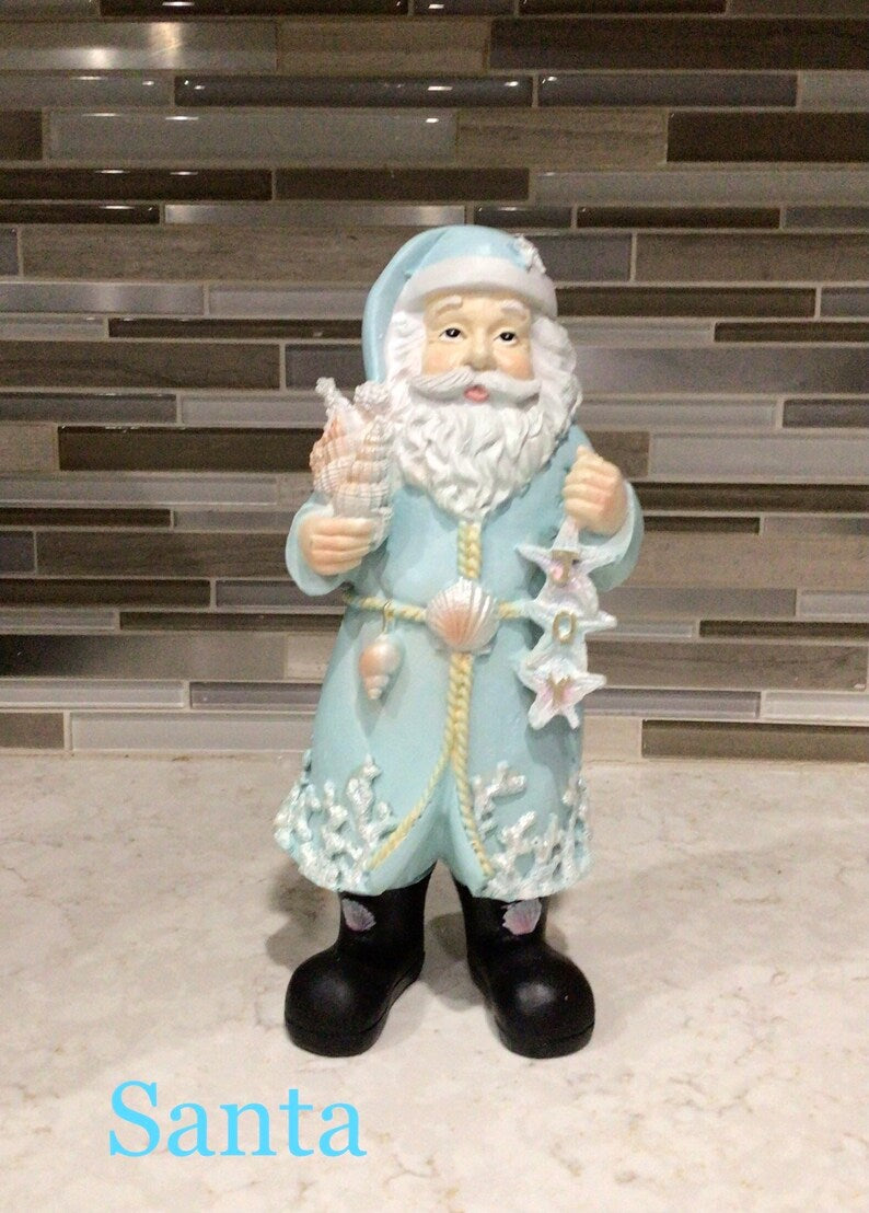 One Coastal Santa Or Coastal Snowman I Santa Christmas Statue I Beachy Christmas Snowman I Elegant Coastal Santa I Coastal Christmas Cottage