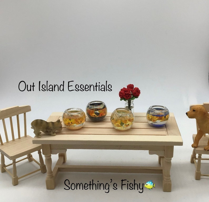 Miniature Fish Bowl I Dollhouse Fish Bowl I Fish Bowl With 2 Fish I Miniature Fish Bowl I Dollhouse Decorations I Miniature 1:12 Fish Bowl