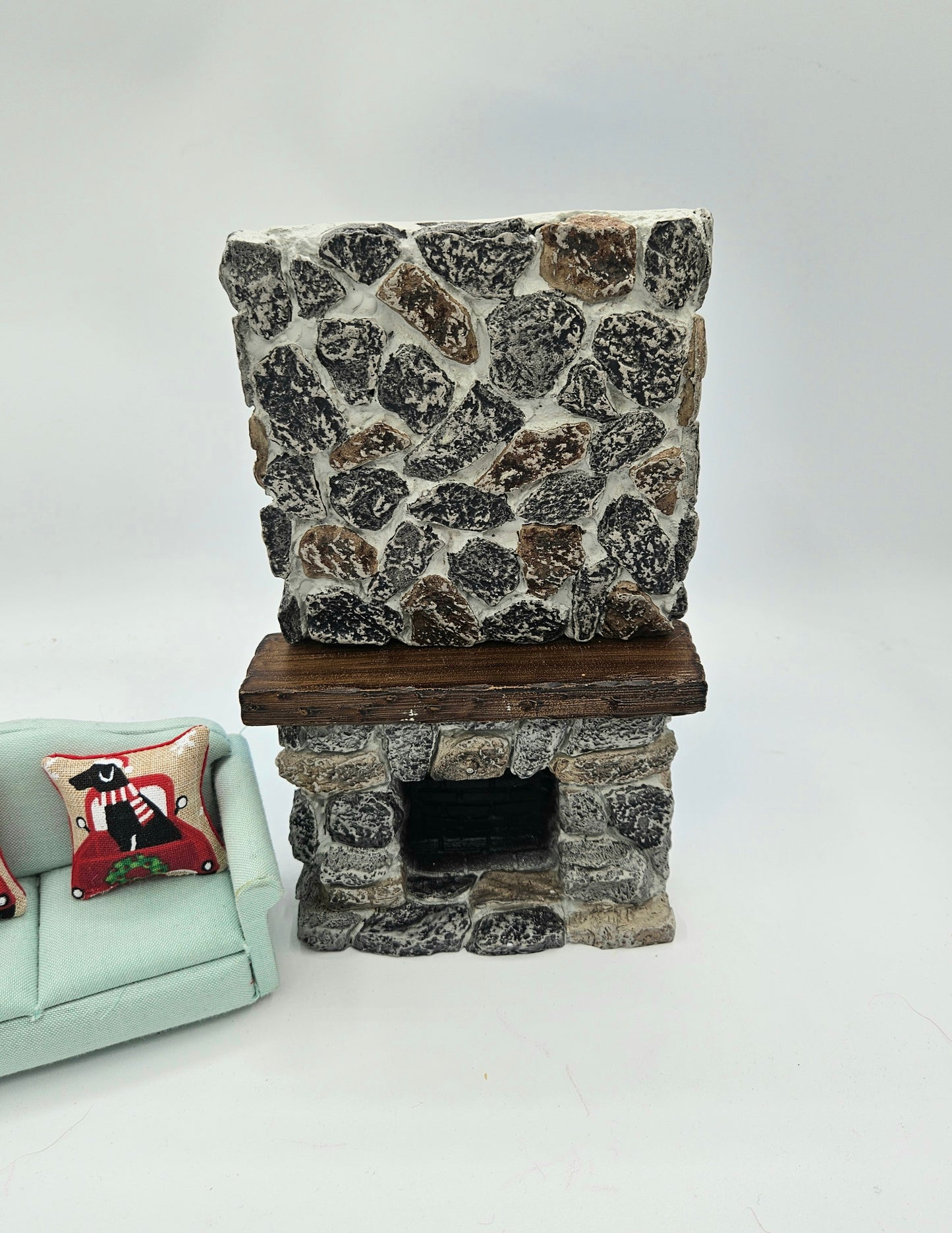 Miniature Dollhouse Ceiling To Floor Stone Fireplace | Dollhouse Miniature Gorgeous Stone Fireplace 1:12 Scale