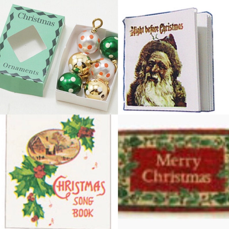 Miniature Dollhouse Christmas I Assorted Miniature Christmas Accessories I Miniature 1:12 Scale Christmas Decorations