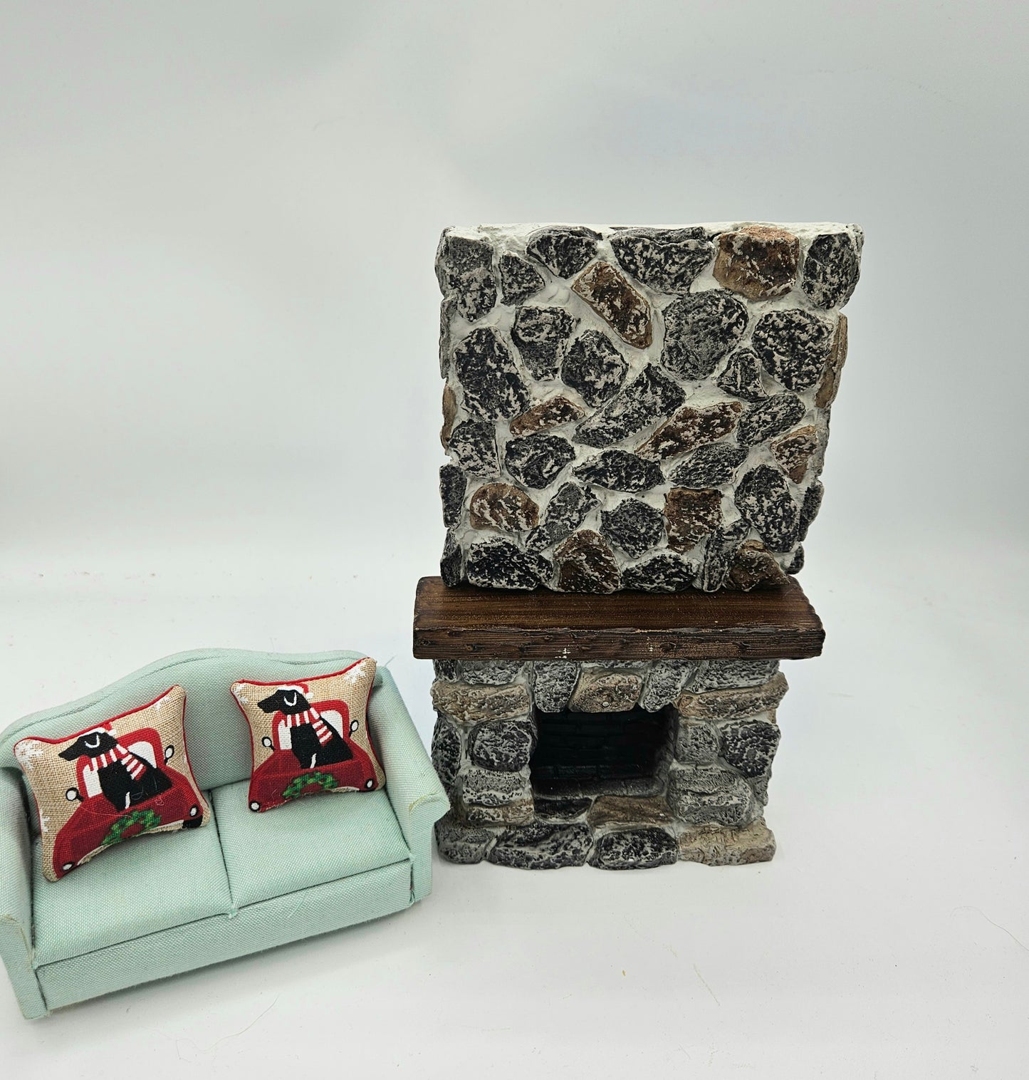 Miniature Dollhouse Ceiling To Floor Stone Fireplace | Dollhouse Miniature Gorgeous Stone Fireplace 1:12 Scale