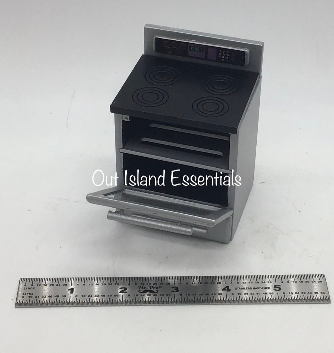 Miniature Modern Stove I Miniature Silver Stove With Oven I Miniature Kitchen Essentials I Miniature 1:12 Scale Stove