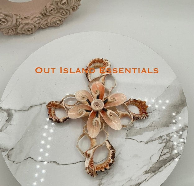 Rubita Rose Snowflake Or Cross | Seashell Ornament | Seashell Christmas Ornament | Shell Cross | Coastal Ornaments | Coastal Christmas