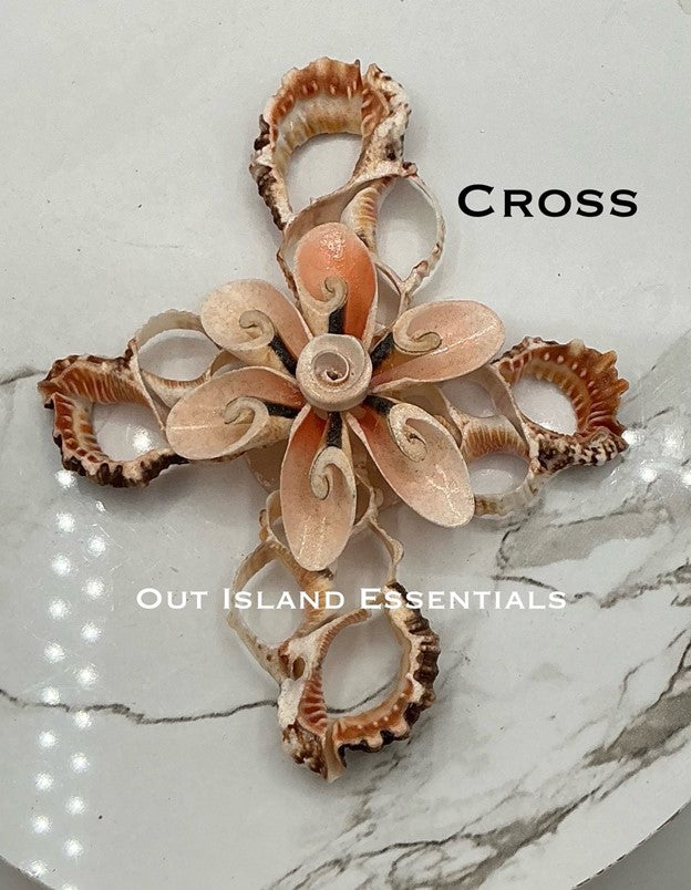Rubita Rose Snowflake Or Cross | Seashell Ornament | Seashell Christmas Ornament | Shell Cross | Coastal Ornaments | Coastal Christmas