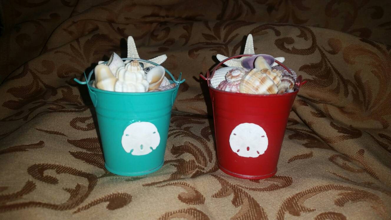 Beach Bucket Ornament I Starfish Christmas Ornament I Coastal Christmas Ornament I Seashell Christmas Ornament I Seashell Wedding Favor