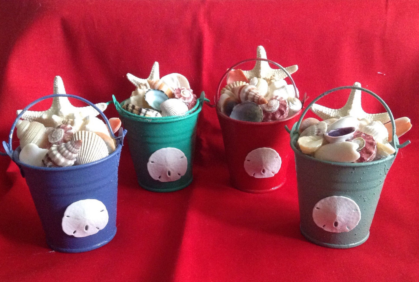 Beach Bucket Ornament I Starfish Christmas Ornament I Coastal Christmas Ornament I Seashell Christmas Ornament I Seashell Wedding Favor