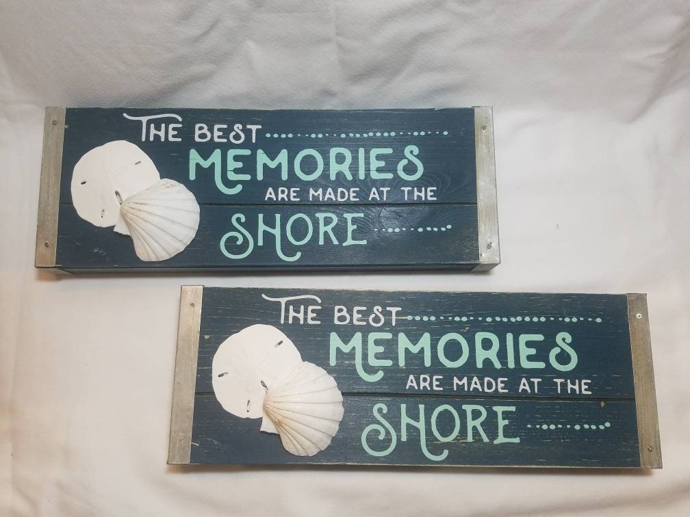 Beach Sign, Coastal Christmas Sign, Beachy Christmas Sign, Seashell Sign, Shell Sign, Beach Cottage Table Sign, Coastal Memories