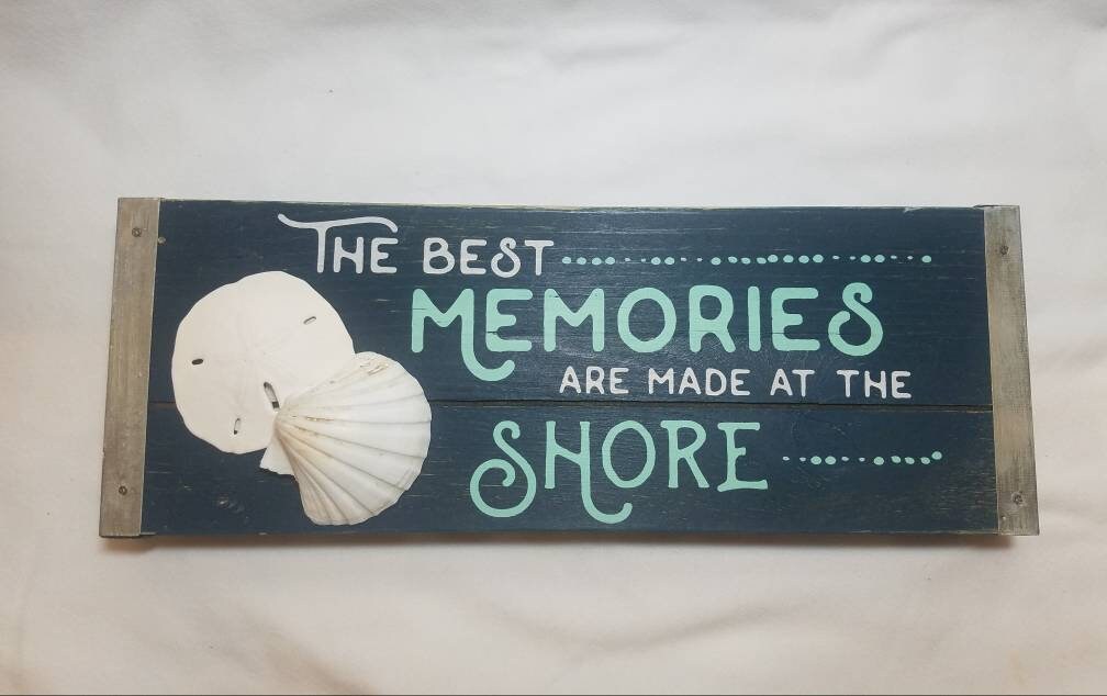 Beach Sign, Coastal Christmas Sign, Beachy Christmas Sign, Seashell Sign, Shell Sign, Beach Cottage Table Sign, Coastal Memories