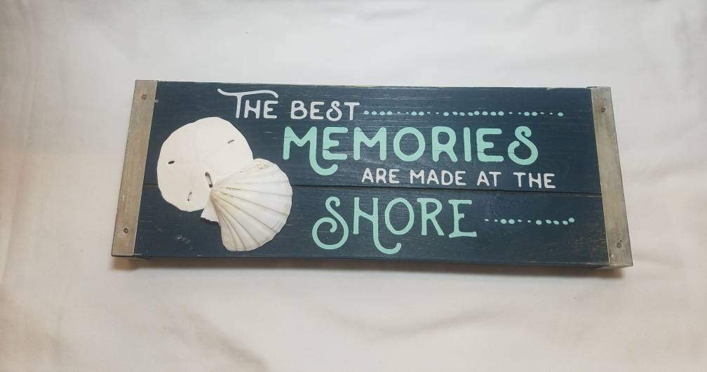 Beach Sign, Coastal Christmas Sign, Beachy Christmas Sign, Seashell Sign, Shell Sign, Beach Cottage Table Sign, Coastal Memories