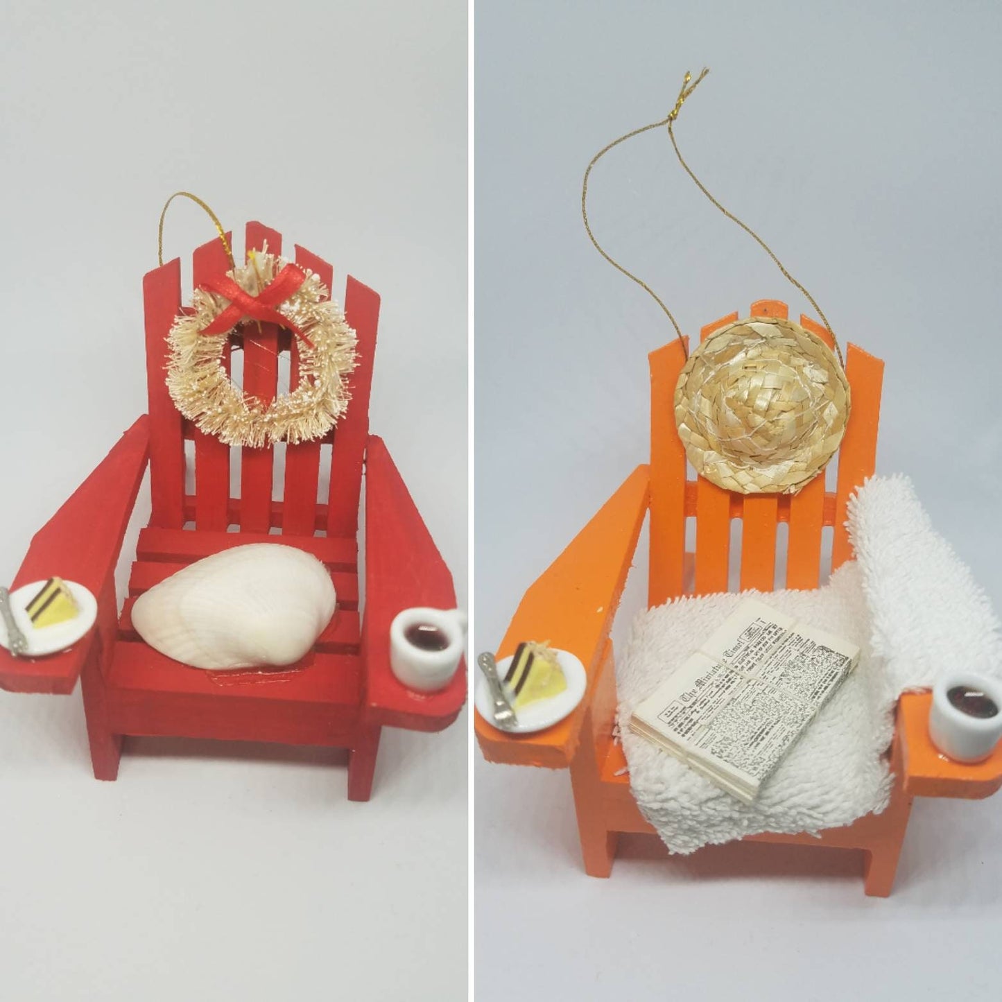Adirondack Chair Coastal Christmas Ornaments
