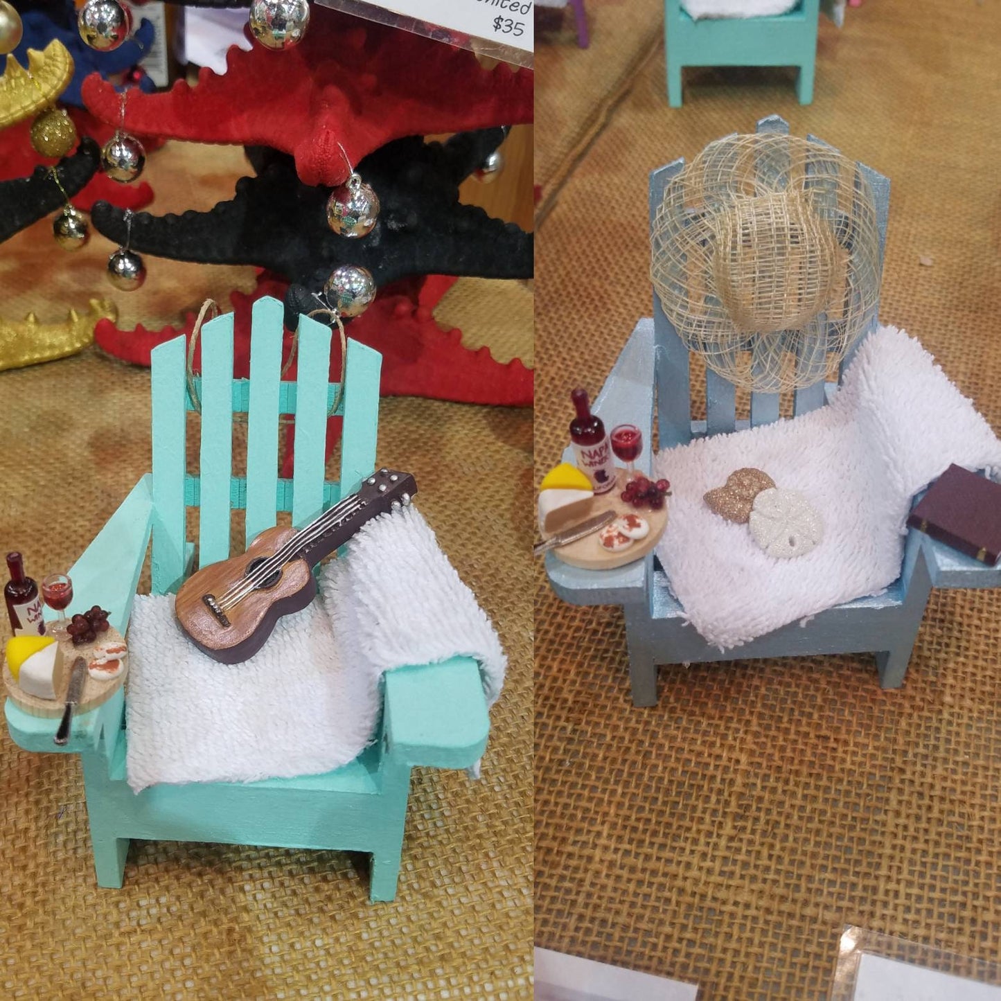 Adirondack Chair Coastal Christmas Ornaments