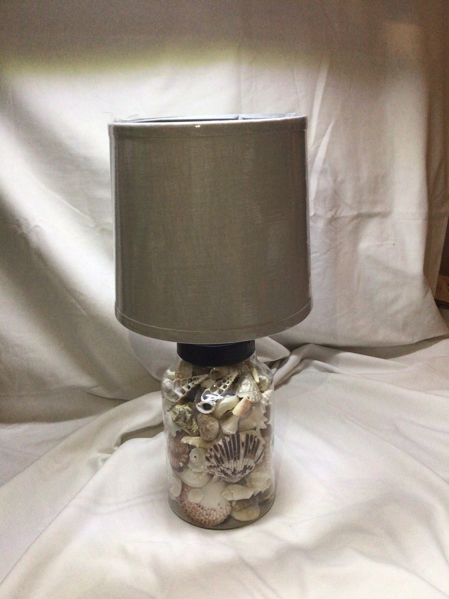 OOAK Coastal Seashell Lamp, Real Seashells Decor Light, Coastal Cottage Lighting
