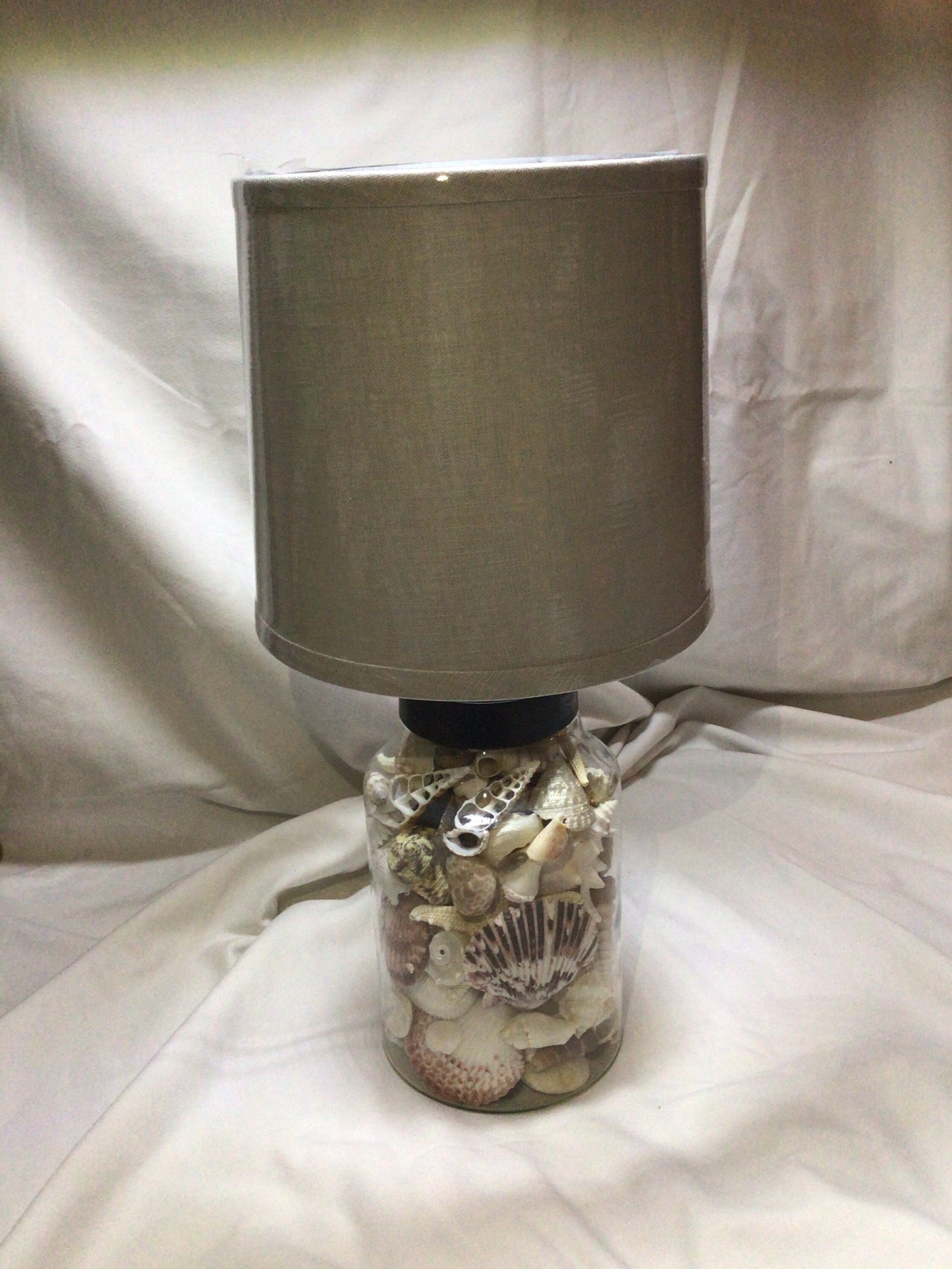 OOAK Coastal Seashell Lamp, Real Seashells Decor Light, Coastal Cottage Lighting