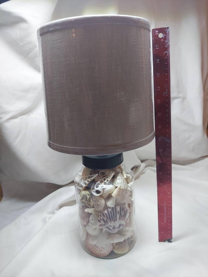 OOAK Coastal Seashell Lamp, Real Seashells Decor Light, Coastal Cottage Lighting