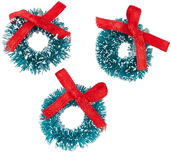 3 pcs Dollhouse Christmas Wreaths, Miniature Dollhouse Wreath 1:12-scale