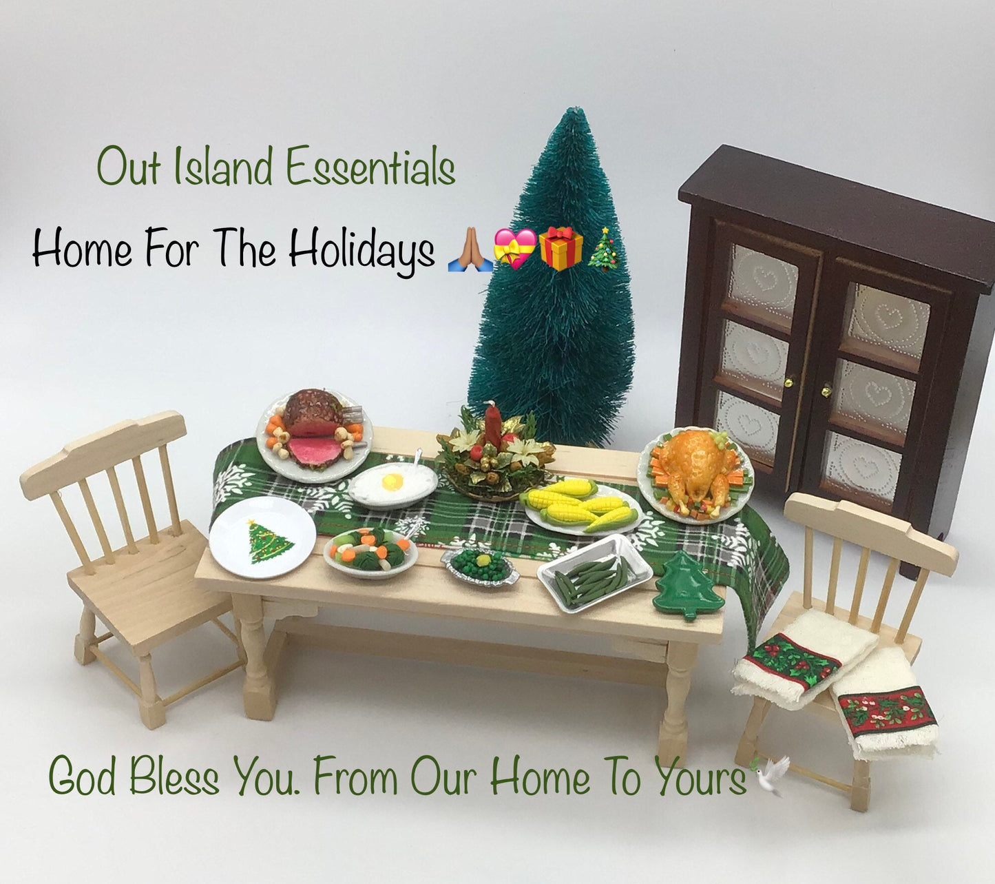 Miniature Christmas Dinner I Dollhouse Christmas Miniatures I Miniature Feast I Miniature Food I Miniature Dinner I Miniature Christmas Deco