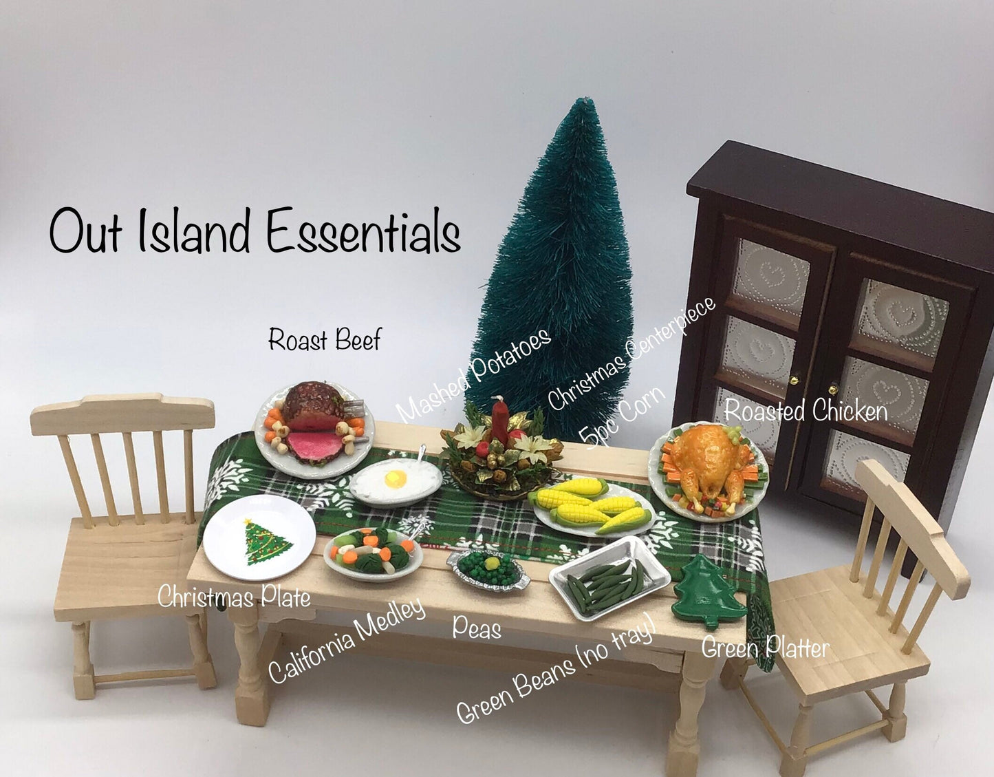 Miniature Christmas Dinner I Dollhouse Christmas Miniatures I Miniature Feast I Miniature Food I Miniature Dinner I Miniature Christmas Deco