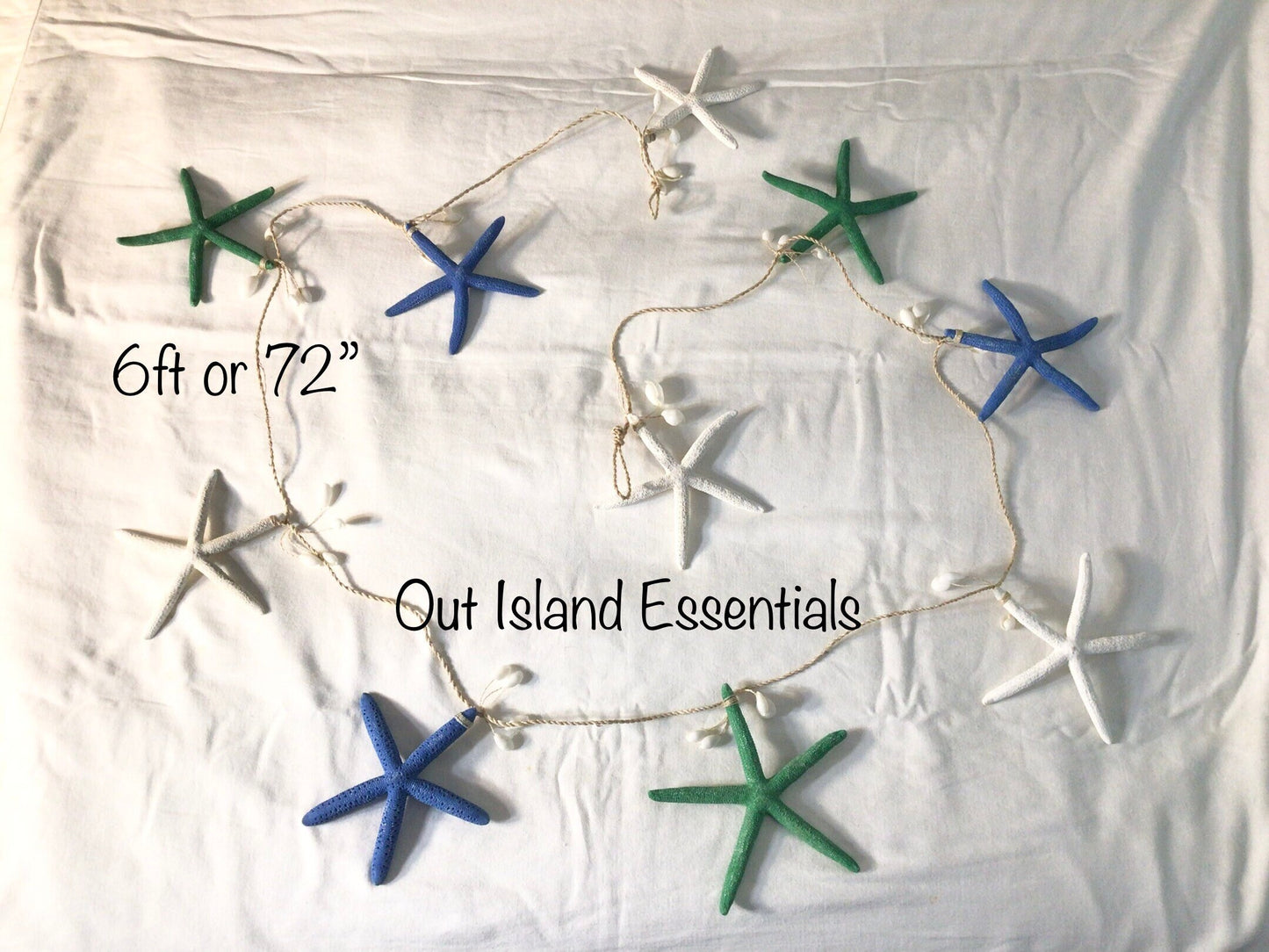 Seashell Garland I Painted Finger Starfish & Bubble Shell Garland I Seashell Decor I Shell and Starfish Garland I Coastal Christmas Garland