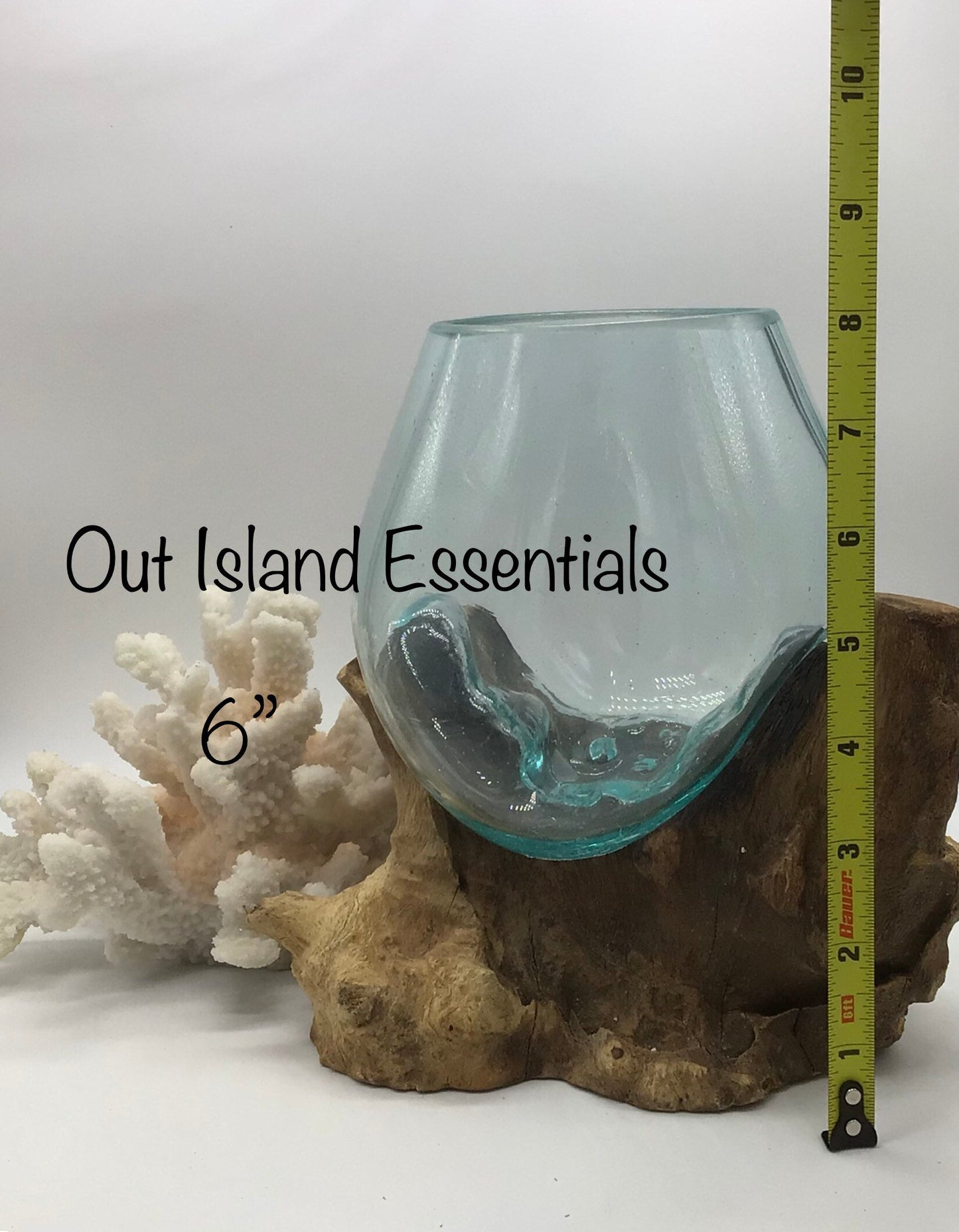 6" Blown Glass On Driftwood Terrariums, One Of A Kind Pieces