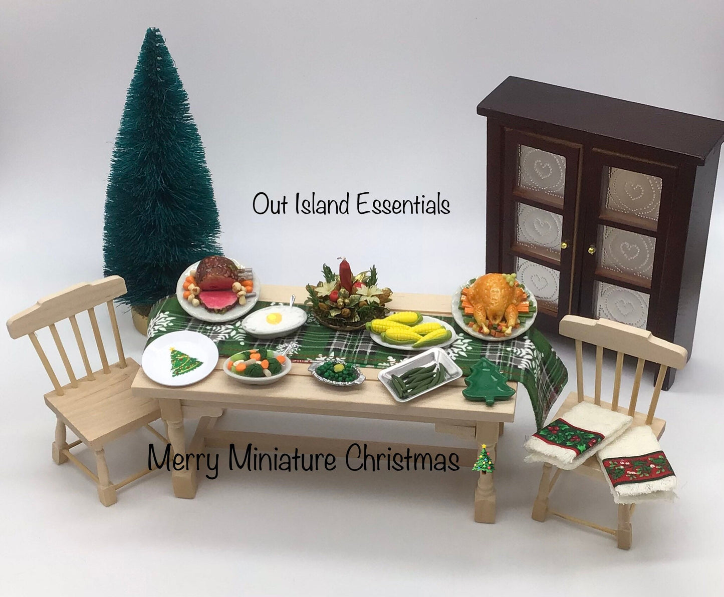 Miniature Christmas Dinner I Dollhouse Christmas Miniatures I Miniature Feast I Miniature Food I Miniature Dinner I Miniature Christmas Deco