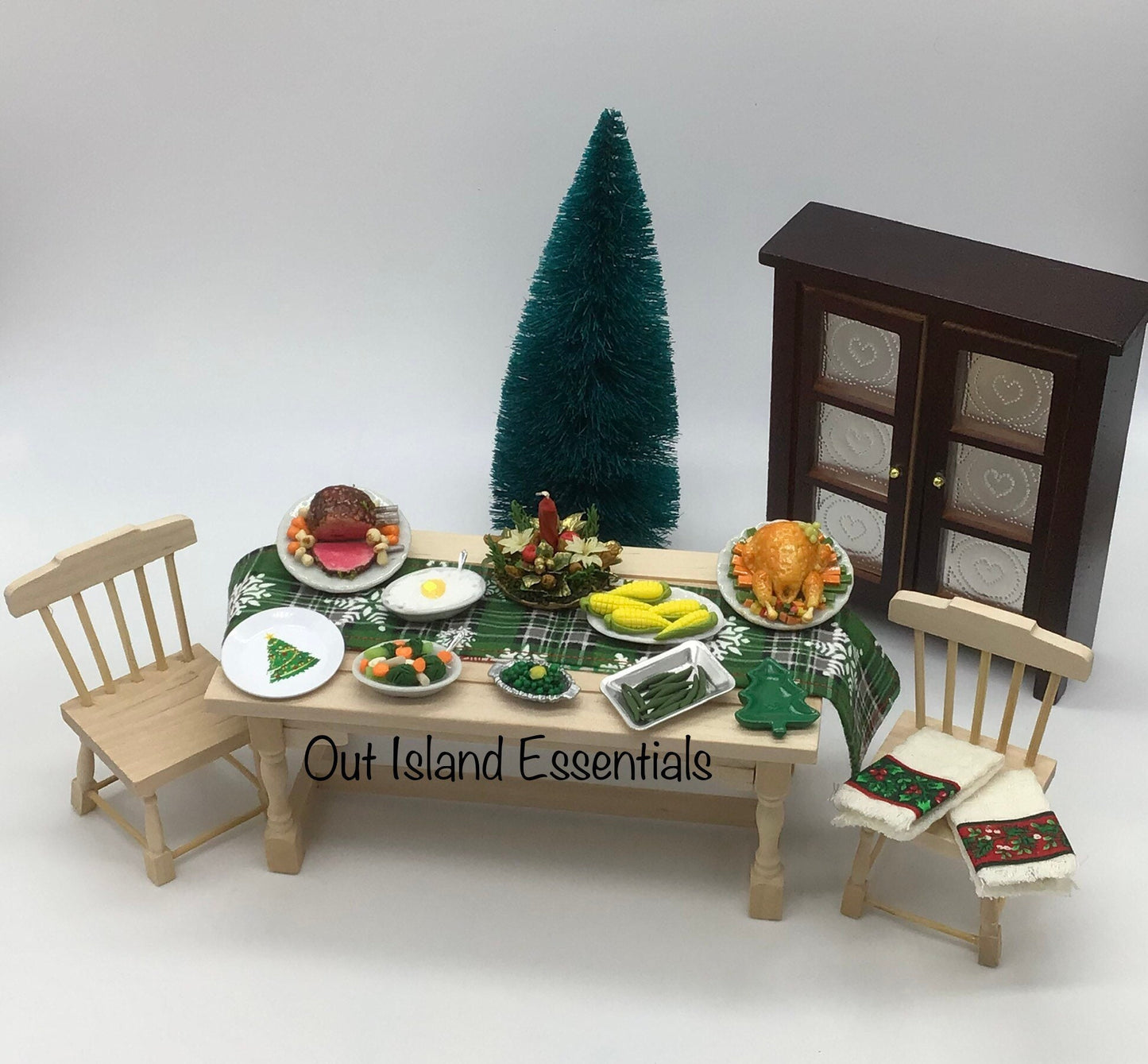 Miniature Christmas Dinner I Dollhouse Christmas Miniatures I Miniature Feast I Miniature Food I Miniature Dinner I Miniature Christmas Deco