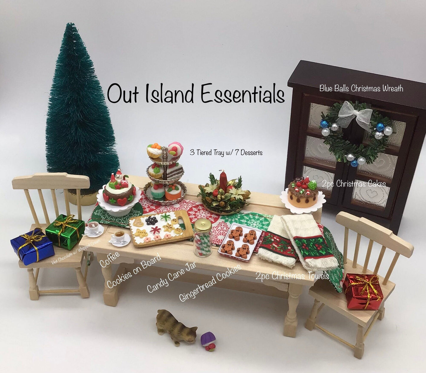 Miniature Christmas Dinner I Dollhouse Christmas Miniatures I Miniature Feast I Miniature Food I Miniature Dinner I Miniature Christmas Deco