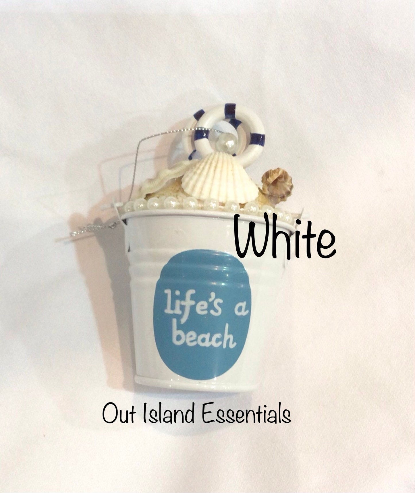 Biggie Beach Bucket Ornament I Coastal Christmas Ornament I Coastal Christmas Ornament I Big Bucket Seashell Christmas Ornament