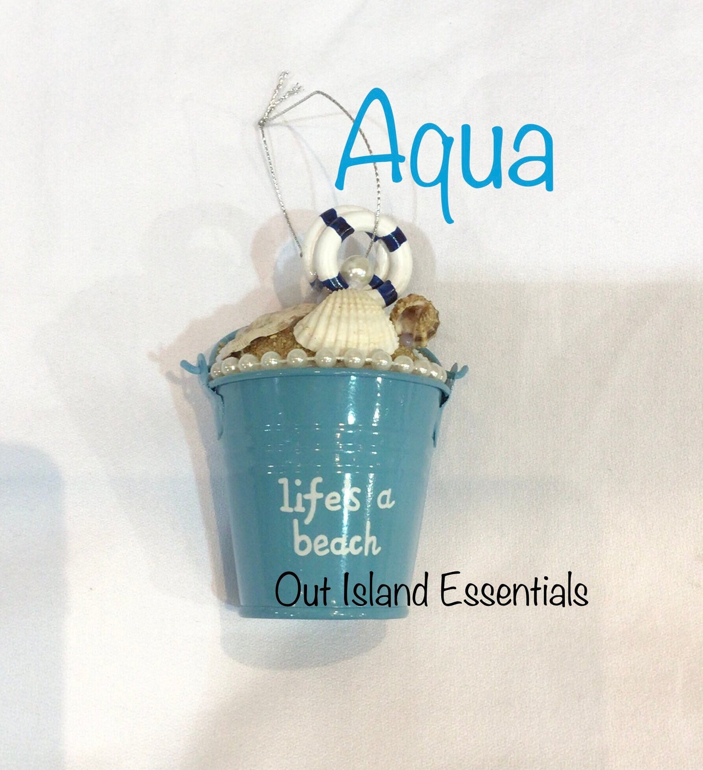Biggie Beach Bucket Ornament I Coastal Christmas Ornament I Coastal Christmas Ornament I Big Bucket Seashell Christmas Ornament