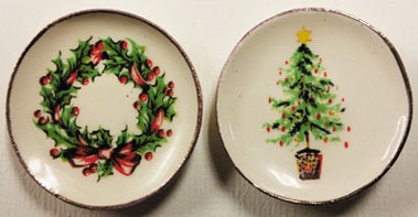 Miniature Christmas Platter I Dollhouse Holiday Trays I Miniature Doll Collector's Plates 1:12 Scale