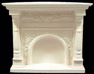 Unique Ornate Finish Fireplace I Dollhouse Miniature Fireplace I Off White 1:12 Scale Decorative Fireplace