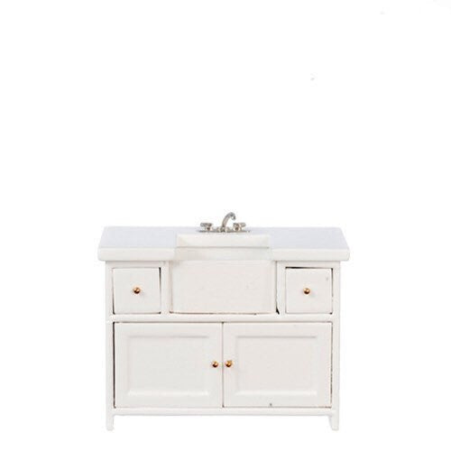 Miniature Kitchen Sink I Dollhouse Miniature White Kitchen Sink I Miniature 1:12 Scale Kitchen Sink Unit