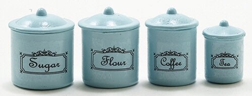 4 Pc. Miniature Canister Set, Dollhouse Kitchen Containers, Kitchen Decor 1:12 Scale