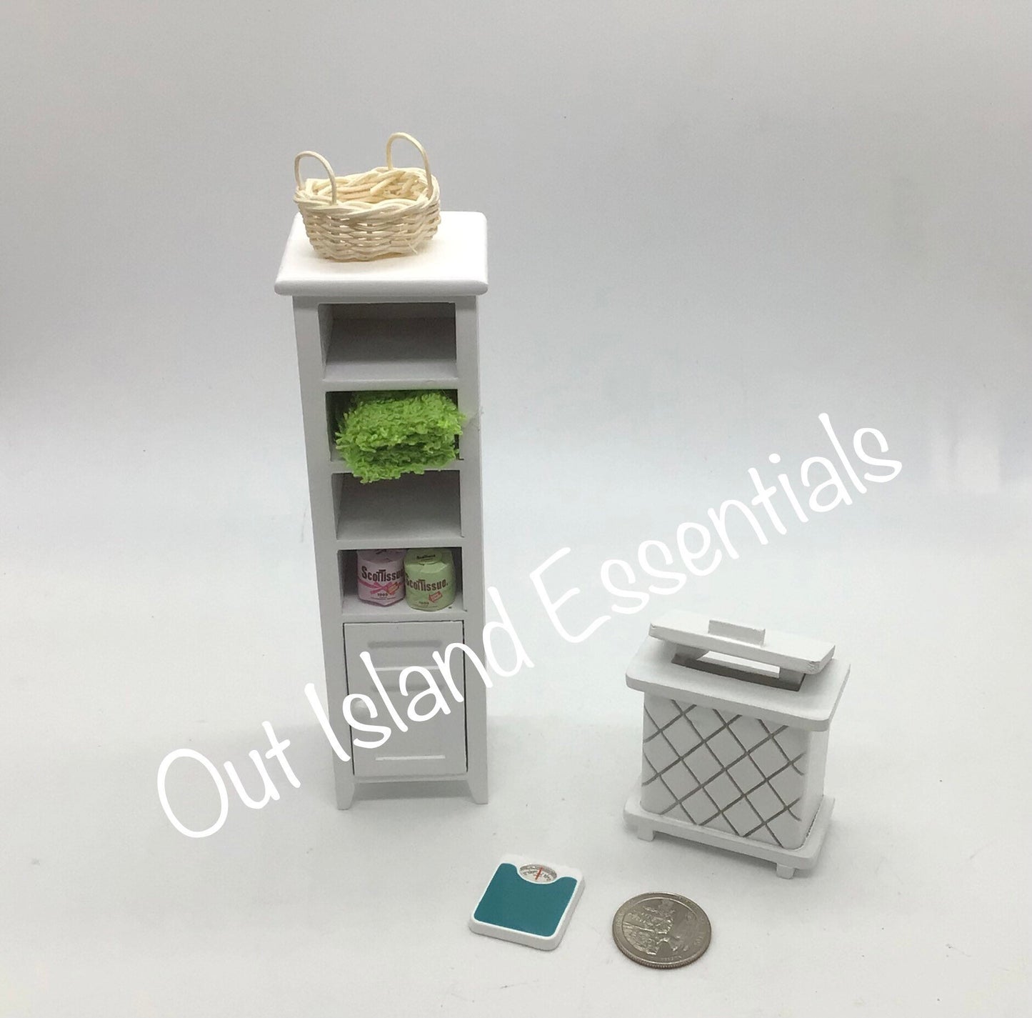 Miniature Bath Cabinet I Miniature Bathroom I Miniature Bathroom Accessories I Miniature 1:12 Scale Bathroom