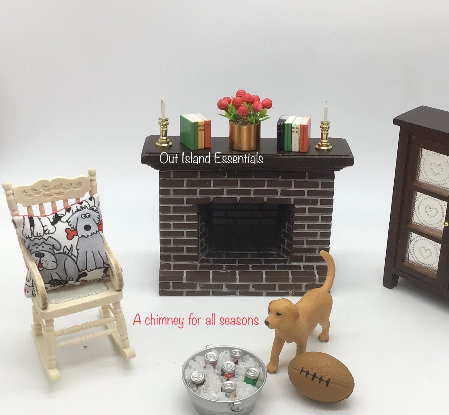 Miniature Brick Fireplace I Dollhouse Miniature Gorgeous Brick Fireplace I Redish Brick Finished 1:12 Scale Fireplace