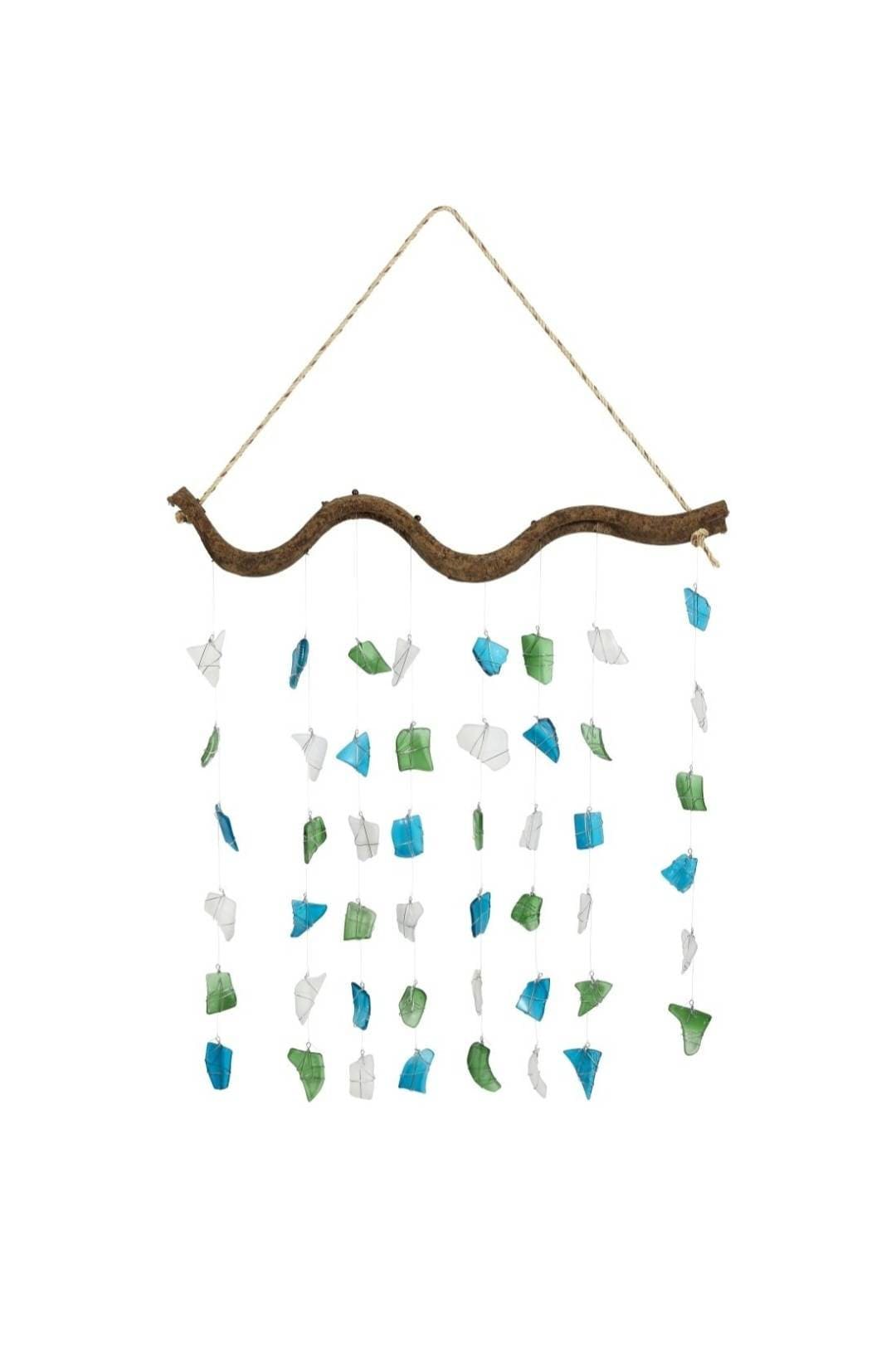 Coastal Seaglass Wind Chimes Blue Green And White Sea Glass Chimes Coastal Wind Chime